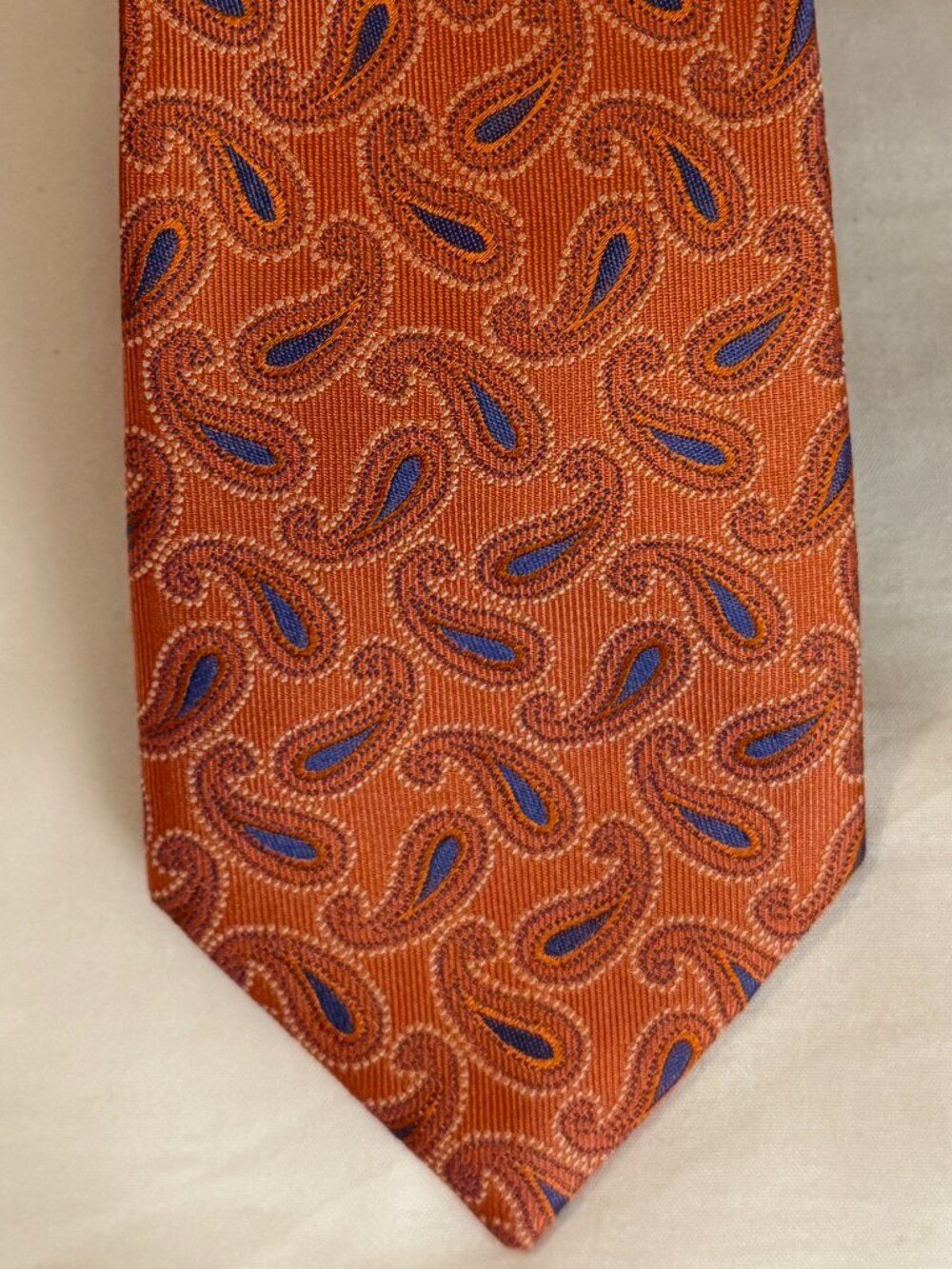 Beautiful Orange Paisley Savile Row Tie